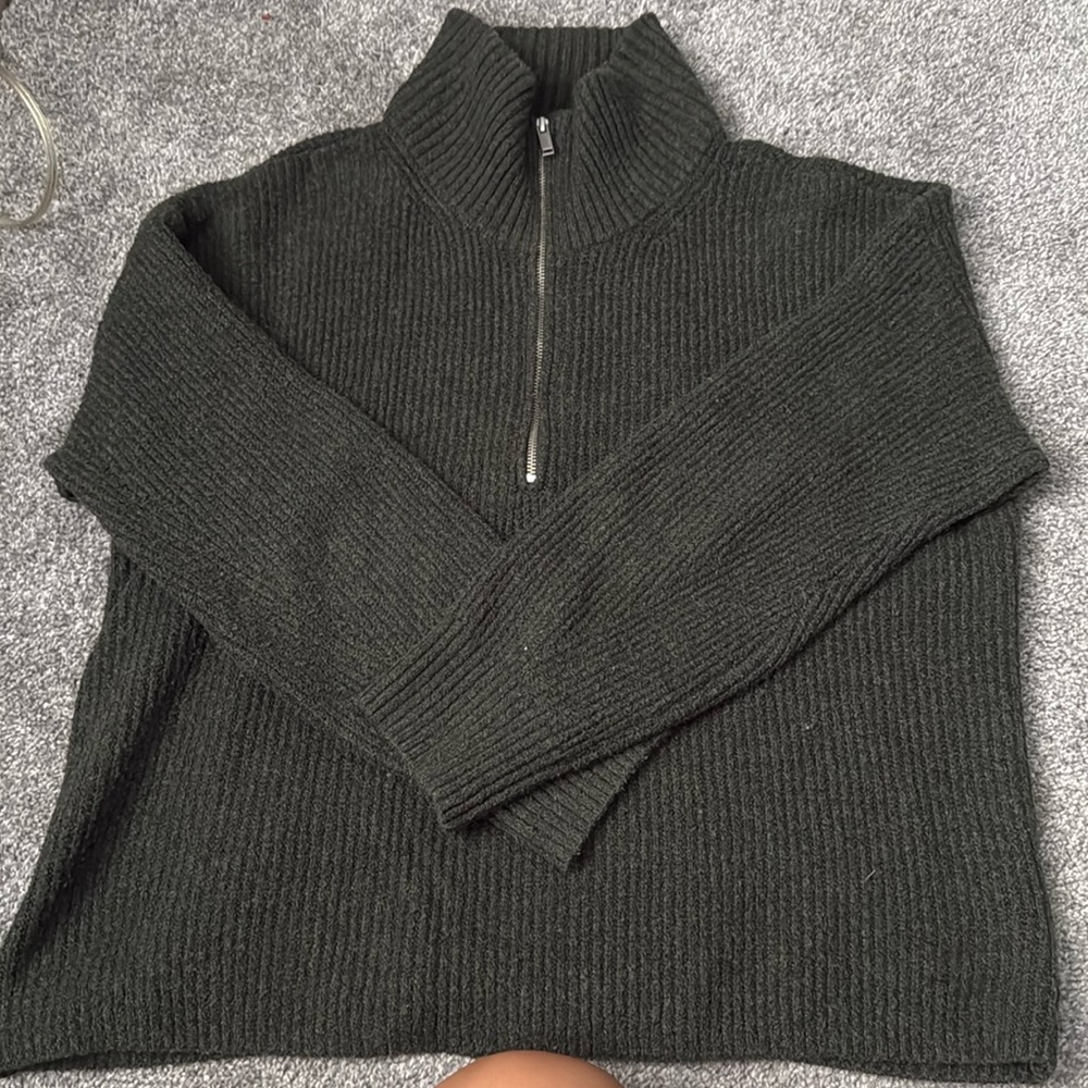 Green quarter zip sweater